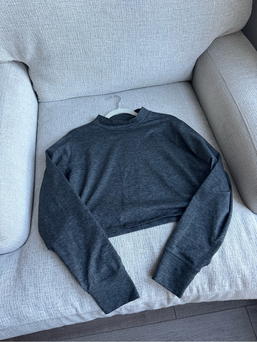 aerie Cropped Mock Neck Top - Charcoal Heather